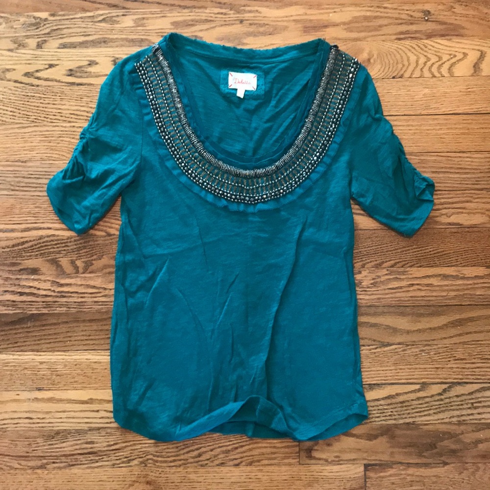 Turquoise top with beading